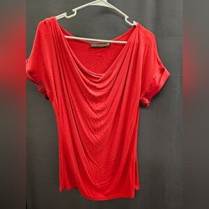 The Limited Vibrant Red Drape Blouse